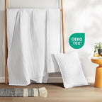 Comfort Spaces Kienna Quilt Set- Double Sided Stitching Design Summer Blanket, Lightweight, Soft, All Season Bedding Layer, Matching Sham, White, Coverlet Twin/Twin XL(66"x90") 2 Piece
