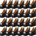 Thenshop 24 Pcs Cardboard Magazine File Holders Magazine Book Bin Box with Label Sticker Paper Organizer Storage Folder for Desk Shelves School Classroom Office Supplies(Classic,Black)