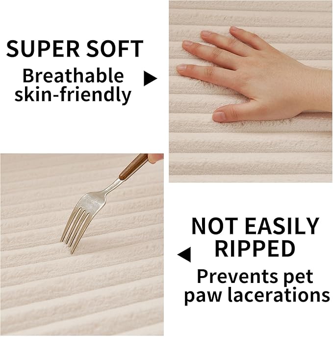 HAOMAIJIA Waterproof Couch Cover for Dogs Washable,Fuzzy Pet Couch Covers for Sofa,Thick Soft Dog Bed Cover Non-Slip Couch Covers for 2 Cushion Couch Sofa Pet Friendly (Off White, 35" x 62")