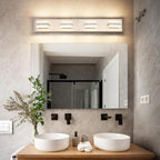SOLFART Bathroom Light Fixtures Brushed Nickel Vanity Lights for Bathroom Above Mirror, 4 Light Led Lighting Fixture, Nickel Vanity Light,5 Color Temperature Adjustable Light Over Mirror
