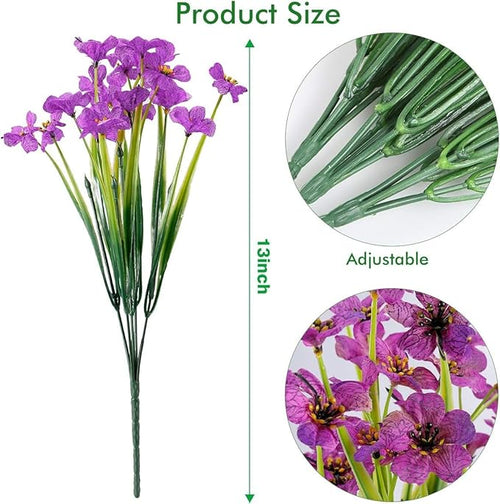 12Pcs UV Resistant Artificial Flowers Artificial Violet Outdoor Decor Realistic Faux Plants Silk Flowers No Fade for Patio Hanging Baskets Garden Pots Farmhouse Yard (Lotus)