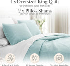 Southshore Fine Living, Inc. Oversized King Quilt Bedding Set, Soft Microfiber, Stain and Pet Hair Resistant Bedding, California/King Size Quilt Coverlet Bedspread Set with 2 Shams, Sky Blue