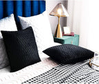 Black Striped Decorative Pillow Covers: 2 Pack 16x16 Inch Original Velvet Square Throw Pillow Cases for Farmhouse Couch