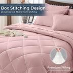 HEVUMYI Dusty Pink Full Comforter Set - 7-Piece All Season Bed in a Bag Full, Ultra Soft Bedding Set with Comforter, Flat Sheet, Fitted Sheet, Pillowcases, Pillow Shams