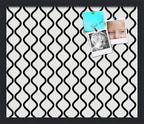PinPix 20x17 Inch Cork Bulletin Board. This Decorative Framed Pin Board Comes with Black and White Waves Design and a Satin Black Frame. Ideal for Home Office Decor or Message Board (PinPix-194)