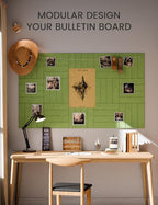 Fluxynara Felt Bulletin Board Tiles Large 48" x 36" Cork Board Alternative-6 Pack with 40 Adhesive Tabs, Thick Slat Wall Panels for Office Decor, Push Pin Board Wall Organizer Alternative-Kelly Green