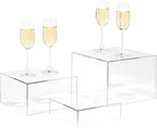 Red Co. Set of 3 Crystal Clear Acrylic Cube Display Nesting Risers with Hollow Bottoms, Transparent - 2 Pack