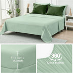 HYMOKEGE Dark Green/Sage Green Twin XL Comforter Set Seersucker 5 Pieces, All Season Luxury Bed in a Bag for Bedroom, Bedding Set with Comforter, Sheets, Pillowcase & Sham
