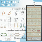 GMAK Hanging Jewelry Organizer with Hanger Metal Hooks, Double-Sided Jewelry Holder Accessories Organizer Storage Roll for Jewelry, Earrings, Bracelets, Necklaces, Rings - Black