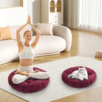 Meditation Floor Pillow Set of 2 Large Round Floor Cushions for Adults Tufted Corduroy Floor Seat Pillows Cushion for Living Room Tatami Yoga,Sky Blue 22" L x 22" W x 5" H