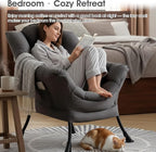 Lazy Chair for Living Room, Large Dark Grey Lounge Accent Chair with a Throw Pillow, Leisure Sofa Chair Set, Comfy Reading Chair for Bedroom, Dorm Room, Office