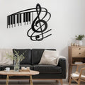 SIGNLEADER Metal Wall Art Music Note Decor - Treble Clef with Piano Key Modern Abstract Wall Sculpture Hanging Home Decoration for Living Room, Bedroom, Bathroom, Kitchen, Studio, Outdoor - 24" Black