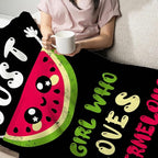 Watermelon Blanket for Girls Women Just A Girl Who Loves Watermelon Throw Blanket Lightweight Fuzzy Cozy Plush Flannel Fleece Blankets for Bed Decor 40"x50"