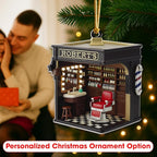 Personalized Barbershop Christmas Ornament, Custom Name Barber Shop Holiday Decor, Acrylic Flat Ornament Gift for Hairdresser & Stylist