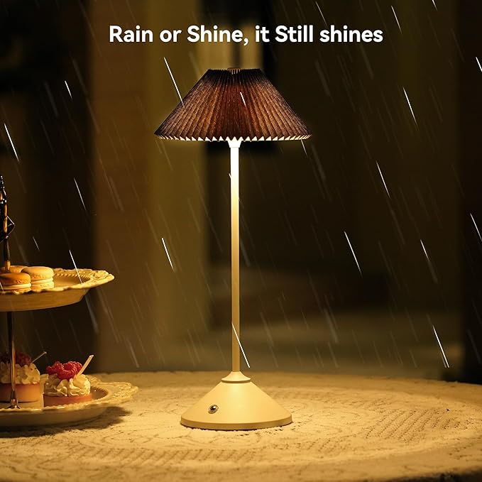 Cordless Rechargeable Touch-Control LED Table Lamp – 3 Adjustable Color Temperatures, Lightweight & Portable, Matte Metallic Finish, Waterproof, Battery Operated for Indoor& Outdoor (White)