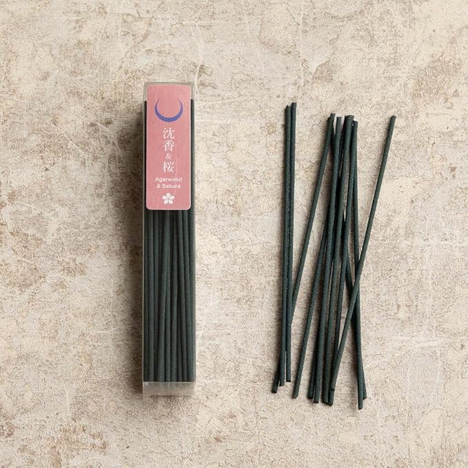 Asayu Japan Low Smoke Incense Gift Set with Incense Holder and Brass Stand, Premium Sakura Cherry Blossom Blends Set Incense Sticks with Pastel Pink Lotus Incense Holder