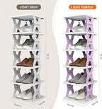 Shoe Rack, Collapsible Kids Shoe Rack, 6-Tier Small Foldable Shoe Organizer for Entryway, Dorm, Bedroom (Grey-x)