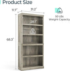 LINSY HOME 5-Shelf Bookcase, Bookshelves Floor Standing Display Storage Shelves 68 in Tall Bookcase Home Decor Furniture for Home Office, Living Room, Bed Room - Light Brown