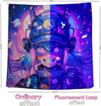 HOUHUANG Hanging paintings, blacklight tapestry, murals, and decorative paintings, fluorescent anime, cartoons, polyester material (59 "x 59") for families, bars, and outdoor parties (Cool girl)