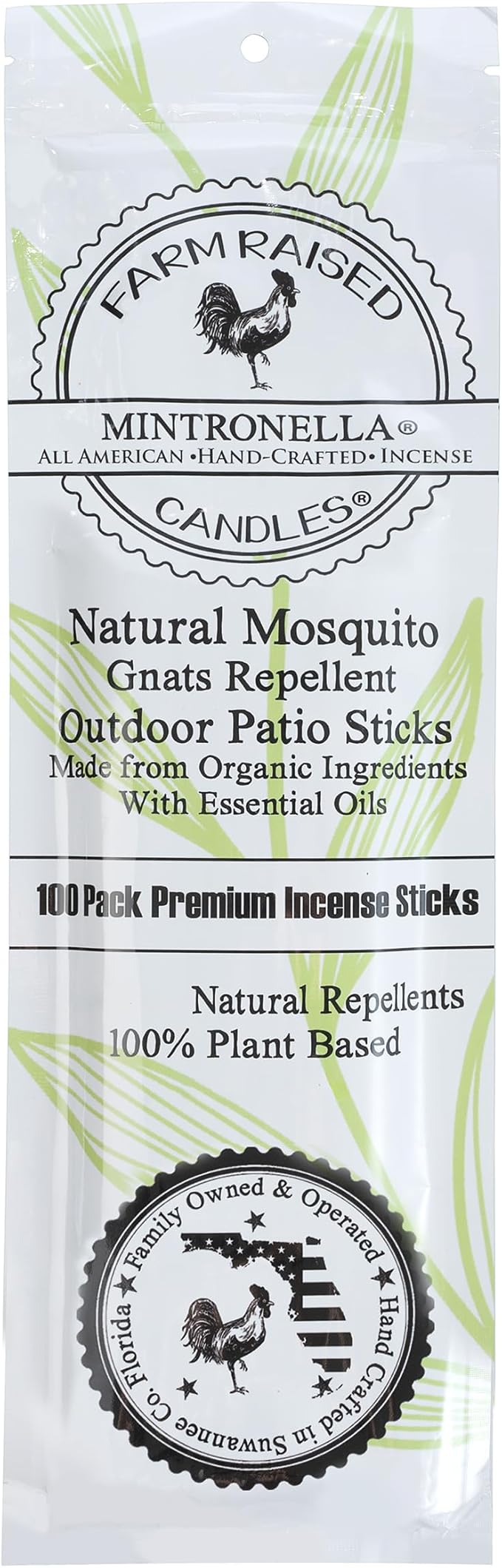 Farm Raised Candles USA Made - Bulk Pack Mosquito Repellent Incense Plant Based Natural Mosquito Gnat's & No See um Outdoor Patio Sticks Mintronella