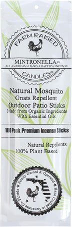Farm Raised Candles USA Made - Bulk Pack Mosquito Repellent Incense Plant Based Natural Mosquito Gnat's & No See um Outdoor Patio Sticks Mintronella