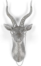 UITWMKTG Silver Animal Head Wall Decor Modern Home Decor Resin Animal Sculptures Wall Mount Vintage Head Wall Art for Living Room Hanging Decoration Sheep