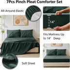 CozyLux Full Size Comforter Sets Forest Green, 7 Pieces Bed in A Bag Green Comforter Full Size, Pinch Pleat Bedding Sets with All Season Comforter, Sheets, Pillowcases & Shams