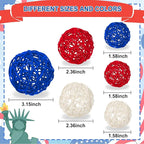 SANNIX 16 Pcs Red White and Blue Rattan Balls 4th of July Vase Filler Wicker Balls Patriotic Decorations 3 Sizes Decorative Balls for Bowls Independence Day Home Table Decor