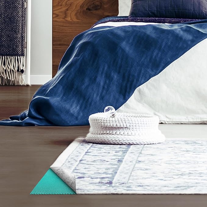 Veken 4x6 Ft Rug Pad Gripper for Hardwood Floors, Non Slip Cyan Rug Pads for Area Bedroom Rugs, Thick Rug Grippers for Tile Floors, Under Carpet Anti Skid Mat, Keep Your Rugs Safe and in Place
