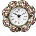 Mini Tabletop Clock, Decorative Vintage Floral Metal Table Clock with Battery Operated for Bedside, Table, Living Room, Home and Office