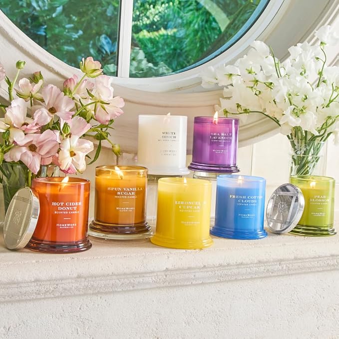 HomeWorx by SLATKIN + CO. Candle- Sea Salt Lavender, 8 oz. Premium Scented Candle - 25-35 Hours Burn Time
