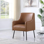 HomePop Modern Accent Chair, Homepop Home Décor, Accent Chairs for Living Room & Bedroom, Fabric Reading Living Room Side Chair, Single Sofa with Lounge Seat and Metal Legs- Carmel Faux Leather