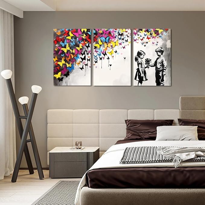 Novatique Banksy Wall Art Pop Art Wall Decor Street Art Posters Decor Graffiti Abstract Canvas Wall Art for Teen Boy and Girl Bedroom Living Room,20" x 28" x 3Pcs