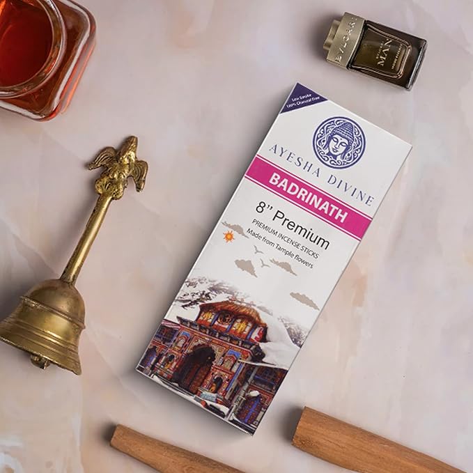 Incense Sticks 8 Inch, Made from Temple Flowers, Rose and Sandalwood Blend, Includes Incense Burner Stand, 80 Count, Long-Lasting Fragrance for Meditation, Yoga, Home, Office