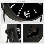 QIYAODECO® Vintage Metal Desk Clock for Bedroom, with Adjustable Angle Ticking Small, Battery Operated Mantel Bedside Clock, Decorative Table, Old Fashioned Style Black Decor, Adult Kid Gift, Black