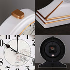 rnuie Desk Clock for Table Decor, Retro Mantel Clock Battery Operated for Fireplace Mantel, Living Room, Bedroom, Office, Desktop Decoration(White)