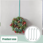 Hotop 15 Inch 6 Pcs Wreath Hangers for Front Door Over The Door Hanger Hooks Steel Wreath Doors Hangers Clothes Towel Hooks Holder for Christmas Halloween Front Decorations Welcome Sign(Green)