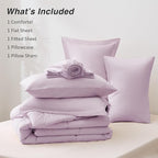 Love's cabin Twin XL Comforter Set Light Purple, 5 Pieces Twin XL Bed in a Bag, All Season Bedding Sets with 1 Comforter, 1 Flat Sheet, 1 Fitted Sheet, 1 Pillowcase and 1 Pillow Sham