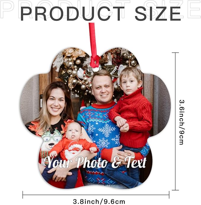 Personalized Custom Photo Ornaments for Christmas Tree - Ceramic Hanging Ornaments for Couples, Family, Wedding