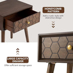 COSIEST Mid-Century Nightstand, Modern MDF Bedside Table, Accent Wood End Table with One Storage Drawer for Bedroom Living Room(Brown,2 Pieces)