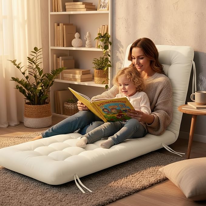 Long Floor Cushion Large Floor Cushion with Brushed Cotton 74.8 x 27.5 x 3.15 in Jumbo Lounger Pillow for Outdoor Indoor Bay Window Meditation Yoga Reading Sleeping(1 Pc,Cream White)