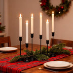 Black Candle Holder 6 Pcs Candlestick Holders, Taper Candle Stick Holder Decor, Modern Decorative Table Centerpiece, Fireplace Housewarming Candelabra, Candlelit Dinner Party Valentine's Day Décor