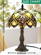 KY&BOSAM Tiffany Table Lamps Irish Celtic Stained Glass Light Lamp 17500 Lumen Style Shade E26 Bulb Holder Metal Base 8*8*14 Inch Memory Gifts Bedroom Living Room Kitchen Office St Patrick's Day Decor