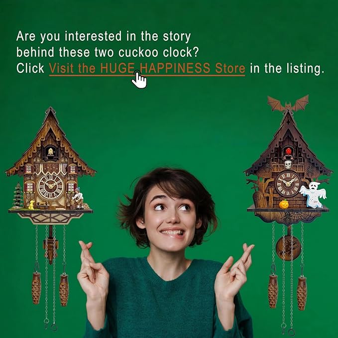 Cuckoo Clock for Wall Art: 12 Melodies, Volume Control, Night Mode, Germany Style Black Forest Retro Traditional Handcrafted Wooden House Home Decor, Gifts for Family (8.75 X 23inch)