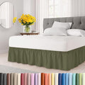 Wrap Around Dust Ruffle Bed Skirt - Sage Green - Twin/Twin XL Size Beds with 15 Inch Drop - Elastic Strap - Adjustable Pleated Bedskirt with Brushed Fabric and Wrinkle Free - Women, Men, Kids & Teens