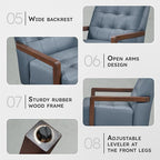Lexicon Modern Accent Chair, Luxury Genuine Leather Match Living Room Chair with Tufted Cushions, Solid Wood Frame and Arm Rest, Comfy Upholstered Single Seat for Bedroom/Reading/Office, Blue