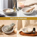 Koville Natural Marble Incense Holder, Incense Holder for Sticks with 9 Holes, Handmade Incense Burner Ash Catcher for Meditation Yoga SPA, Balsam Fir/Palo Santo/Sage/Cone Incense Bowl(Grey)
