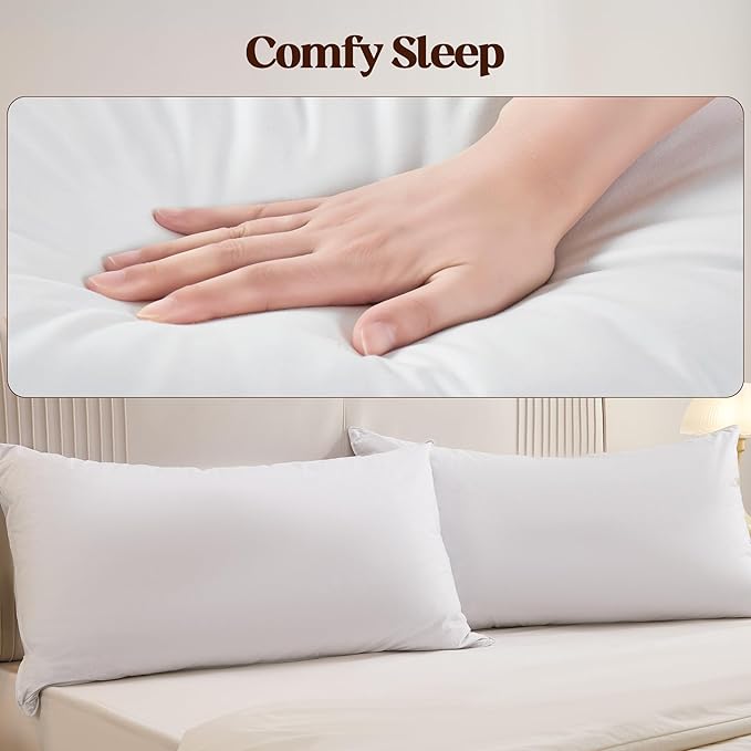Bafode Goose Down Feather Pillows, Soft Bed Pillows Standard Size Set of 2, 100% Soft Cotton Shell, Hotel Pillows for Back, Stomach or Side Sleepers