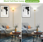 Floor Lamp, LED Standing Lamps with White Plastic Shade, Corner Floor Lights for Living Room Bedroom, Rotary Switch, Bulb not Included, Gold