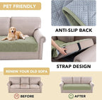 H.VERSAILTEX Couch Cover Chenille Pet Fuzzy Sofa Covers for 3 Cushion Couch Anti Slip Washable Sofa Slipcovers with Strap Soft Couch Protector Cover for Dogs Cats Kids(36" x 82", Tender Green)